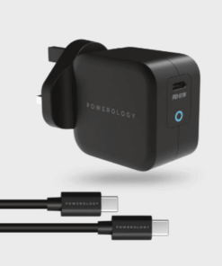 شاحن جداري 61 واط مع سلك تايب سي اسود باورلوجي