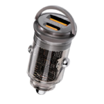 شاحن سيارة من بروميت، محول سيارة شفاف فائق الصغر بقدرة 65 واط مع منفذ USB من النوع C، ومنفذ Qualcomm QC 3.0 USB-A، ومقبض صغير وحماية من الحرارة لأجهزة iPhone وMacBook Pro وTransDrive-65W